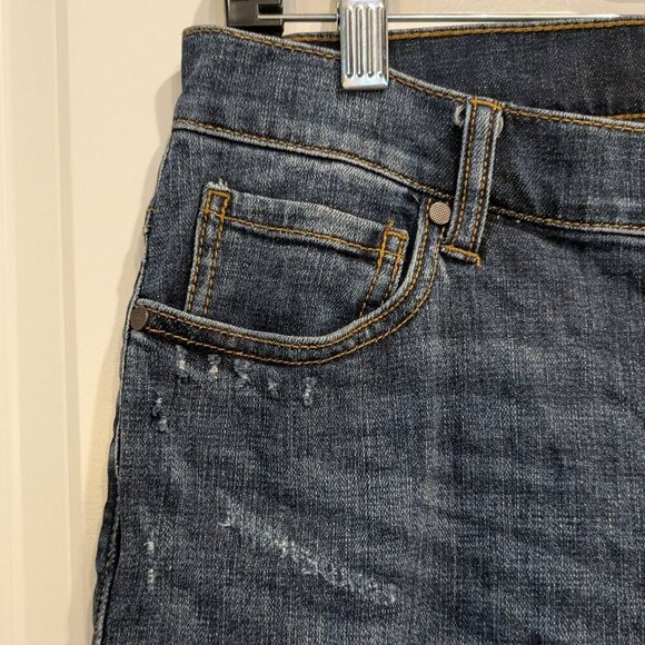 CAbi Straight Button-Fly Jeans Women's 8 Distressed Blue Dark Wash Denim #6068 - Picture 6 of 15